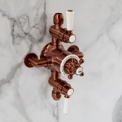 Milano Elizabeth - Traditional Triple Exposed Thermostatic Shower Valve - Brushed Copper