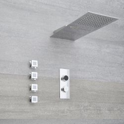 Milano Vis - Chrome Thermostatic Digital Shower with Waterblade Shower Head and Body Jets (3 Outlet)