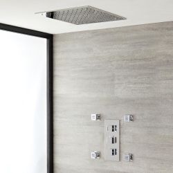 Milano Arvo - Chrome Thermostatic Shower with Recessed Shower Head and Body Jets (2 Outlet)