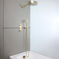 Milano Lune - Thermostatic Shower with Diverter, Shower Head, Hand Shower and Overflow Bath Filler (3 Outlet) - Choice of Finish