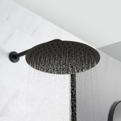 Milano Nero - Black Twin Diverter Concealed Valve with 300mm Round Head and Hand Shower (2 Outlet)