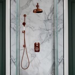 Milano Elizabeth - Brushed Copper Traditional Thermostatic Shower with Diverter, Shower Head, Hand Shower and Riser Rail (2 Outlet)