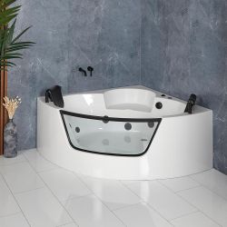 Milano Breeze - Whirlpool Corner Spa Bath - 1400mm x 1400mm - Black