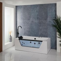 Milano Breeze - Whirlpool Double Ended Spa Bath - 1700mm x 800mm - Black