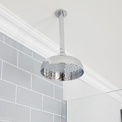 Milano Elizabeth - Chrome and Black Traditional Thermostatic Shower with Ceiling Mounted Shower Head and Riser Rail (2 Outlet)