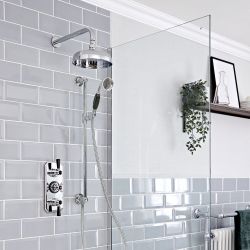 Milano Elizabeth - Chrome and Black Traditional Thermostatic Shower System - Choice of Outlets