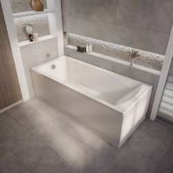 Milano Elswick - 1800mm x 800mm Modern Square Single Ended Standard Bath - Choice of Panels