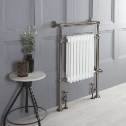 Milano Elizabeth - Dark Burshed Brass Traditional Dual Fuel Heated Towel Rail - 930mm x 620mm - Choice of Wi-Fi Thermostat and Cable Cover
