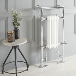 Milano Elizabeth - White Traditional Dual Fuel Heated Towel Rail - 930mm x 450mm - Choice of Wi-Fi Thermostat and Cable Cover