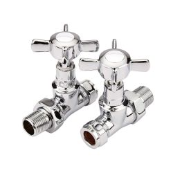 Milano - Chrome Traditional Straight Radiator Valves (Pair)