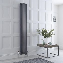 Milano Windsor - Anthracite Vertical Dual Fuel Traditional Column Radiator - 1800mm x 290mm (Triple Column) - Choice of Valve and Wi-Fi Thermostat