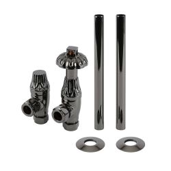 Milano Windsor - Antique Style Thermostatic Angled Radiator Valve and Pipe Set - Choice of Finish