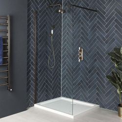 Milano Rosso - Matt Bronze Modern Walk-In Shower Enclosure with Tray - Choice of Sizes
