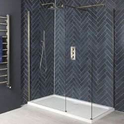 Milano Monet - Antique Brass Corner Walk-In Shower Enclosure with Tray - Choice of Sizes