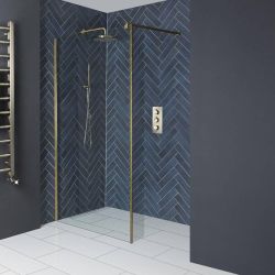 Milano Monet - 1950mm Wet Room Screen - Antique Brass - Choice of Sizes and Hinged Return Panel