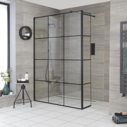 Milano Barq - 1950mm Wet Room Screen - Choice of Sizes and Hinged Return Panel