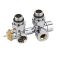 Milano - Chrome Thermostatic H-Block Angled Radiator Valves - 14mm Copper Euro Cone Adapters