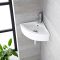 Milano Newby - White Modern Round Wall Hung Corner Basin - 460mm x 320mm (1 Tap-Hole)