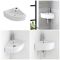 Milano Newby - White Modern Round Wall Hung Corner Basin - 460mm x 320mm (1 Tap-Hole)