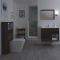 Milano Bexley - Dark Oak Modern 800mm Vanity Unit with WC Unit and Rivington Back to Wall Pan