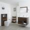 Milano Bexley - Dark Oak Modern 800mm Vanity Unit with WC Unit and Rivington Back to Wall Pan