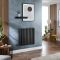 Milano Aruba - Electric Black Horizontal Designer Radiator - Choice of Size and Wi-Fi Thermostat - Plug-In and Hardwired Options