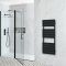 Milano Lustro - Electric Designer Black Flat Panel Heated Towel Rail - Choice of Size, Heating Element and Cable Cover