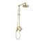 Milano Zandra - Industrial Style Manual Exposed Shower Valve with Round Shower Head and Hand shower - Brushed Brass