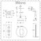 Milano Elizabeth - Chrome and Black Traditional Thermostatic Shower with Diverter, Ceiling Mounted Shower Head, Hand Shower and Body Jets (3 Outlet)