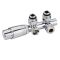Milano - Chrome H-Block Angled Valve With Chrome TRV Head - 15mm Copper Adapters