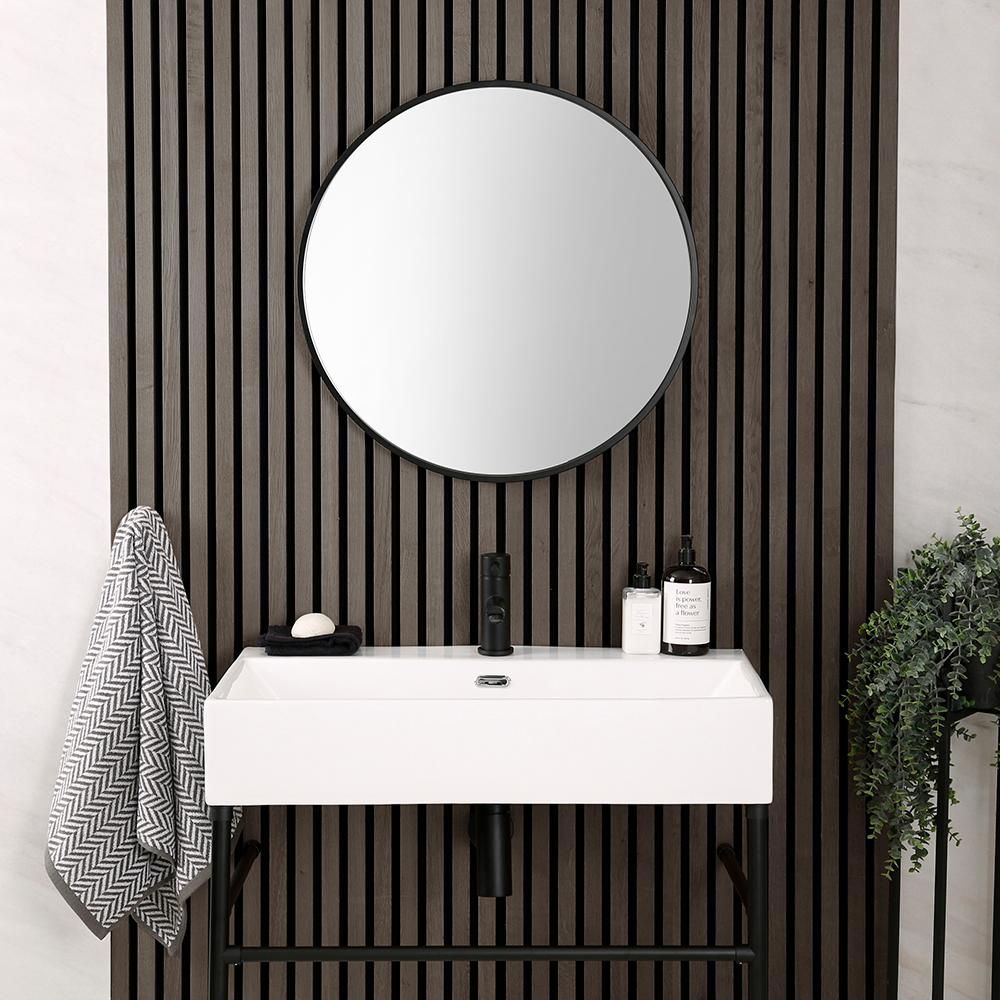 Milano Annalise - Black Round Wall Hung Mirror - 600mm