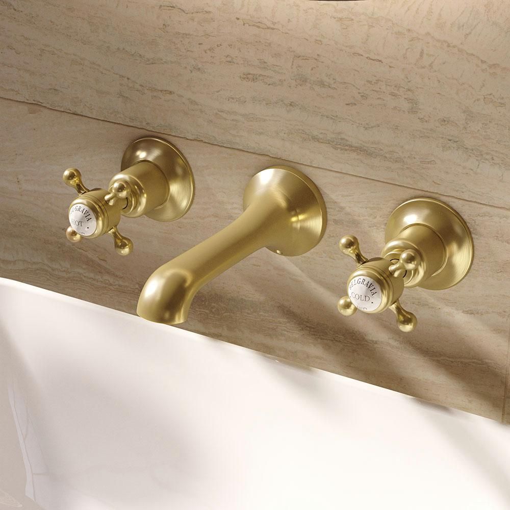 Crosswater Belgravia - Traditional 3 Tap Hole Basin Mixer Tap Wall Mounted - Choice of Finish & Handles