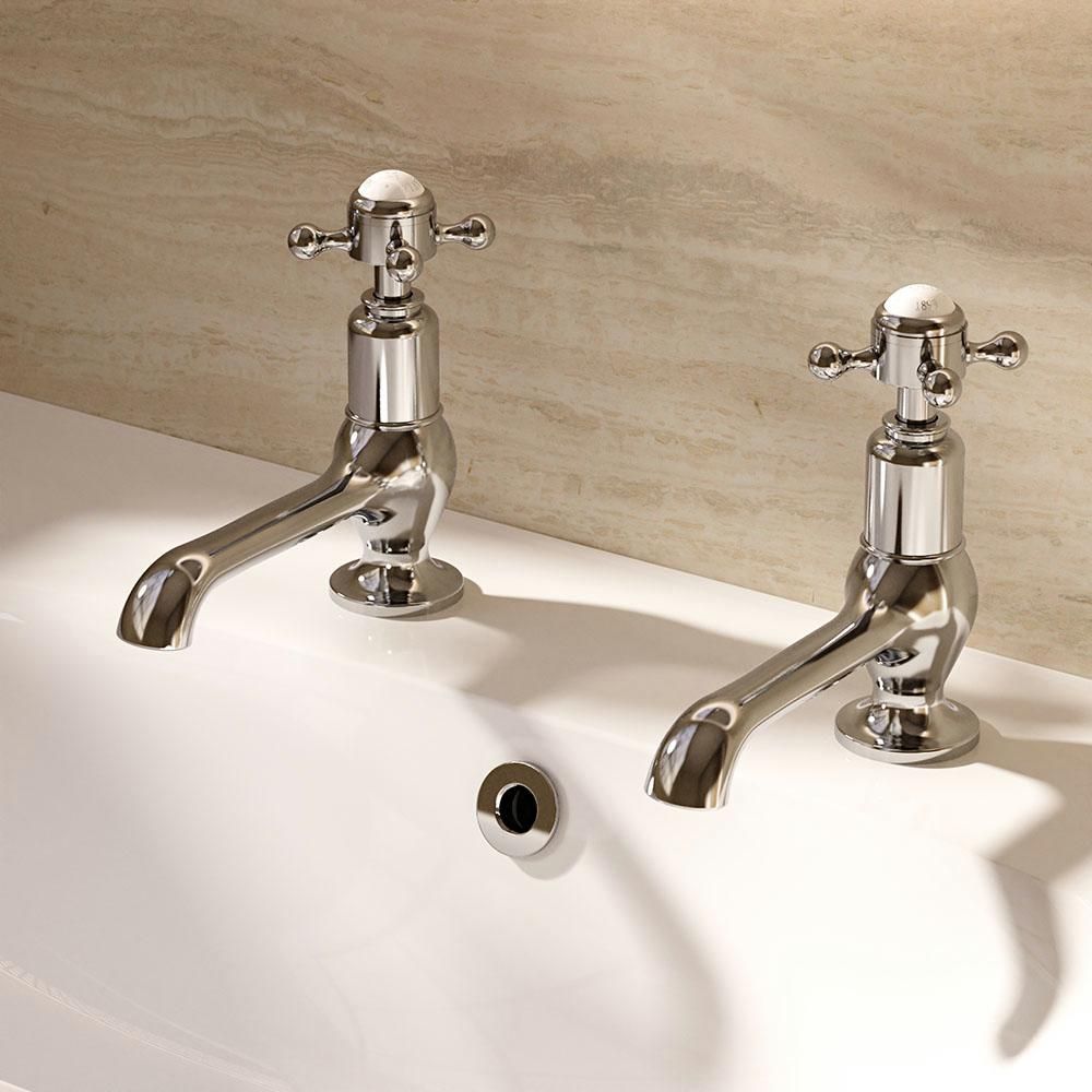 Crosswater Belgravia Long Nose Basin Pillar Taps Chrome - Choice of Handle