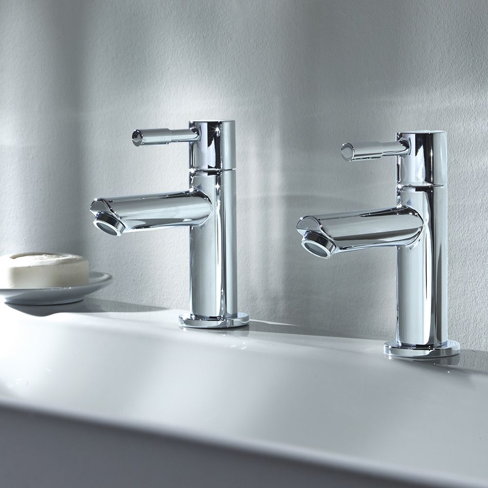 Milano - Modern Bath Pillar Taps - Choice of finish