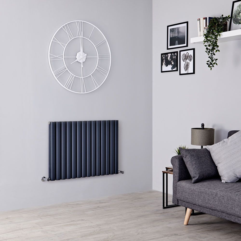 Milano Aruba Ayre - Anthracite Horizontal Designer Radiator - 600mm Tall (Double Panel) - Choice Of Width