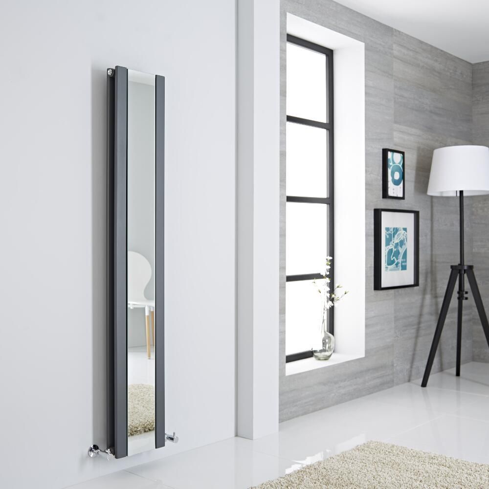 Milano Alpha - Vertical Designer Radiator with Mirror - (Double Panel) - Choice of Finish and Size