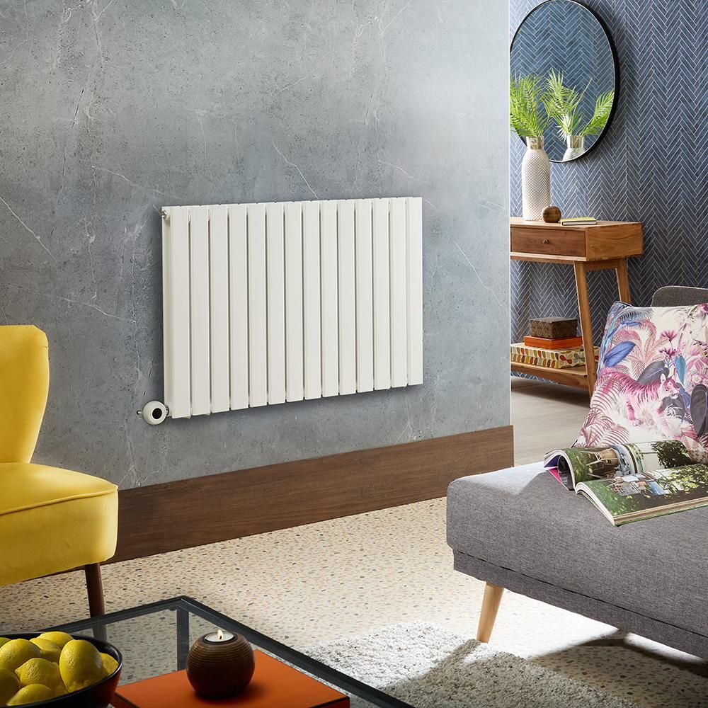 Milano Alpha - Electric Horizontal Designer Radiator - 635mm Tall - Choice of Size, Finish and Wi-Fi Thermostat - Plug-In and Hardwired Options