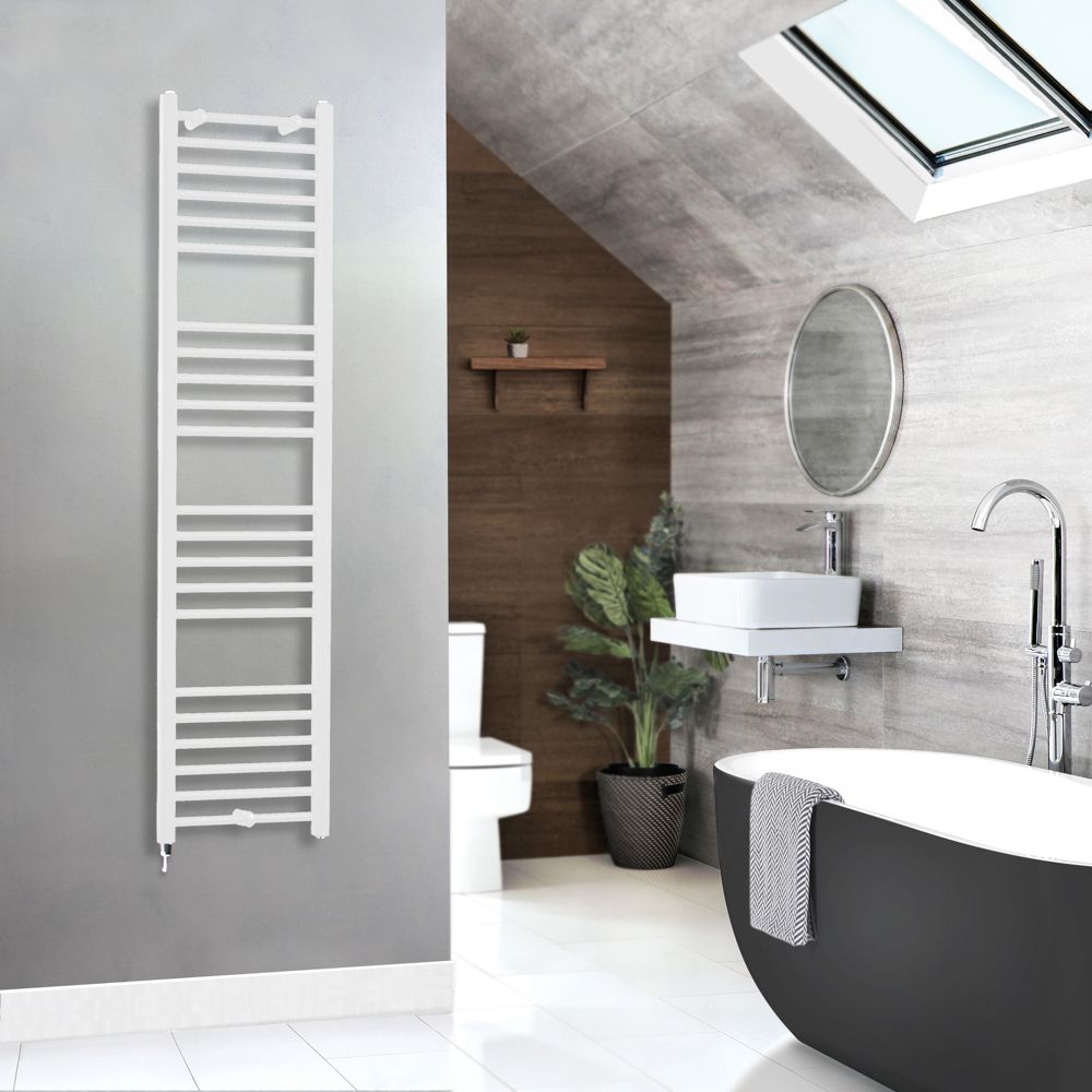 Milano Kent - Electric White Straight Heated Towel Rail - Choice of Size and Heating Element