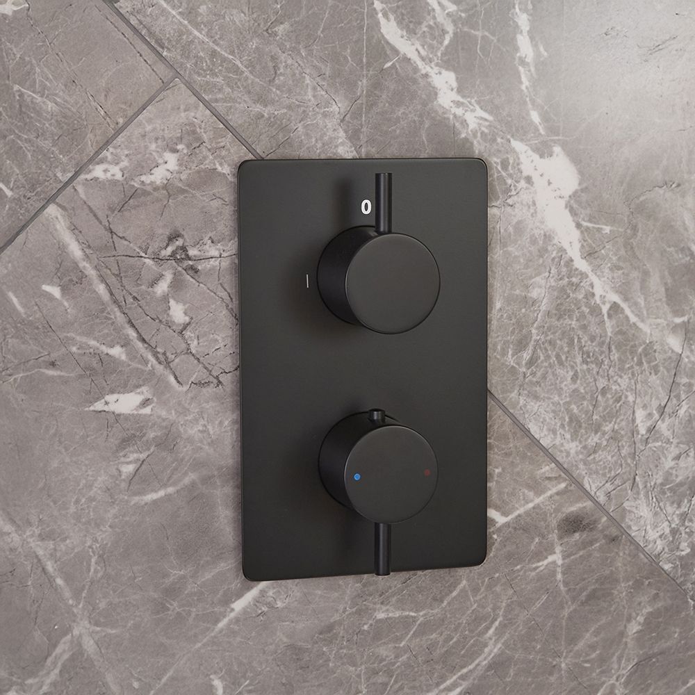 Milano Otto - Modern 2 Outlet Thermostatic Twin Diverter Shower Valve - Choice of Finish