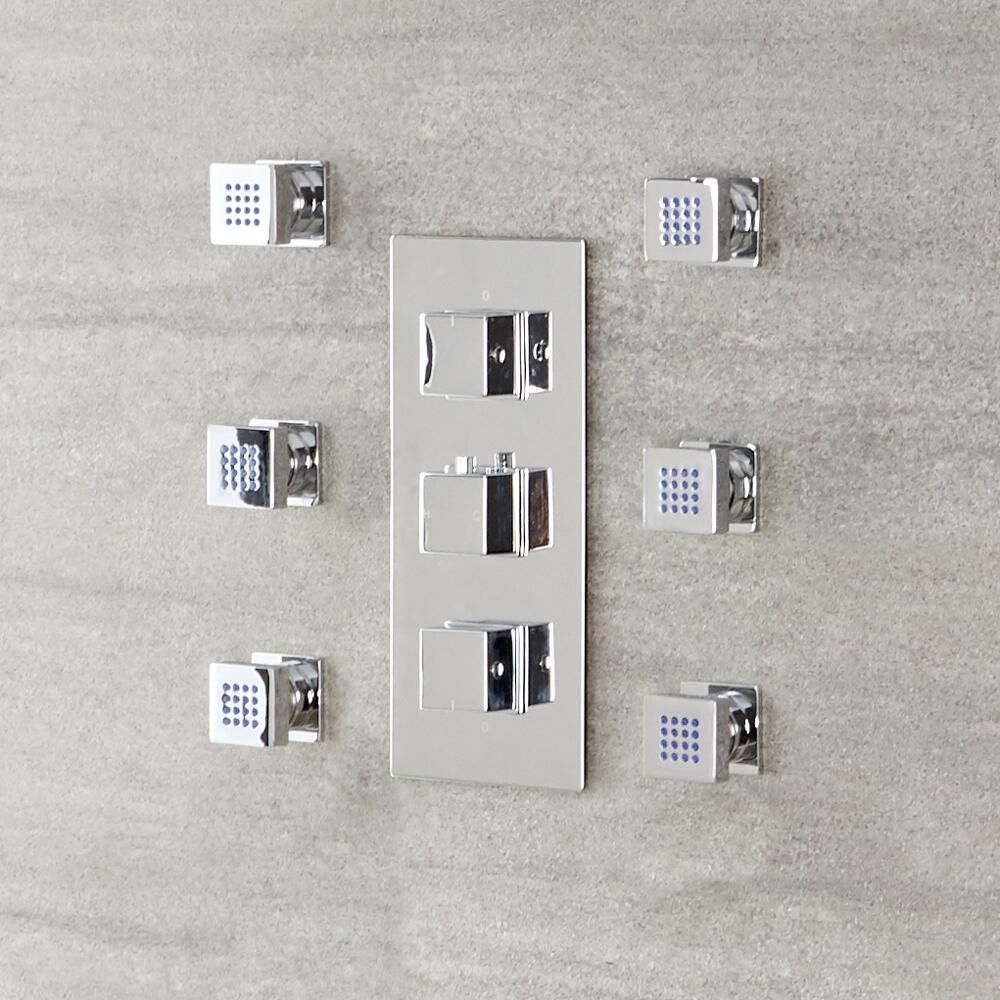 Milano Arvo - Modern Front Fix Pack of 6 Square Body Jets - Chrome