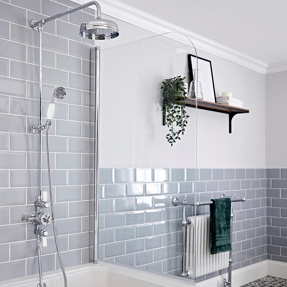 Milano Elizabeth - Chrome and White Traditional Triple Exposed Thermostatic Shower with Grand Rigid Riser Rail (2 Outlet)