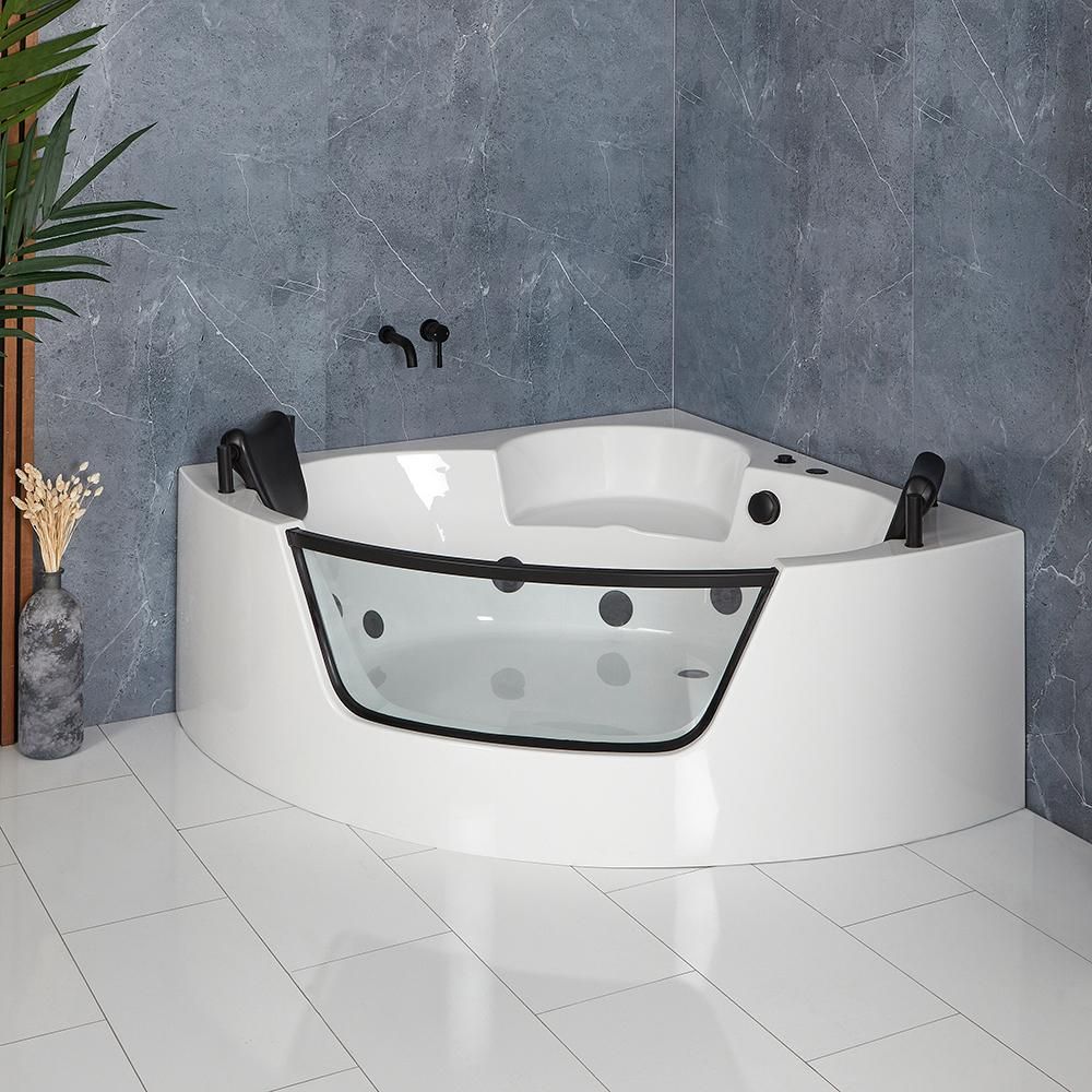 Milano Breeze - Whirlpool Corner Spa Bath - 1400mm x 1400mm - Black
