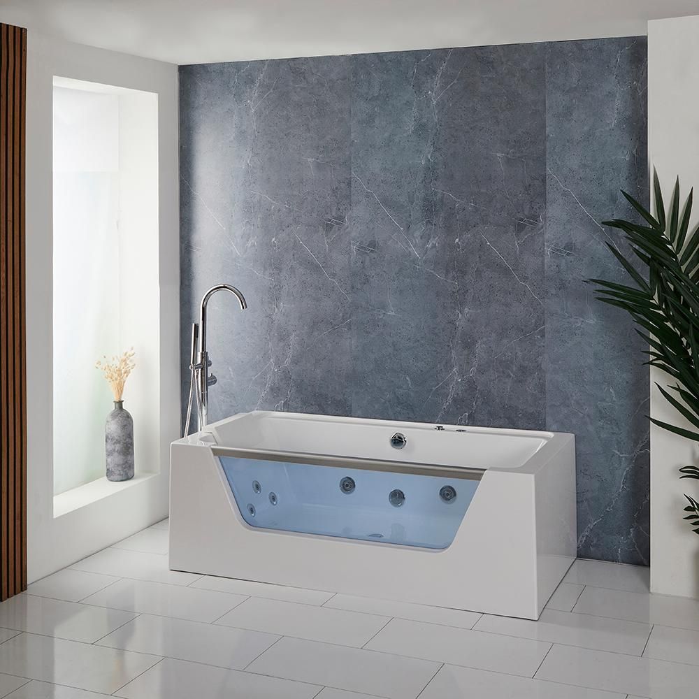 Milano Breeze - Whirlpool Double Ended Spa Bath - 1700mm x 800mm - Chrome