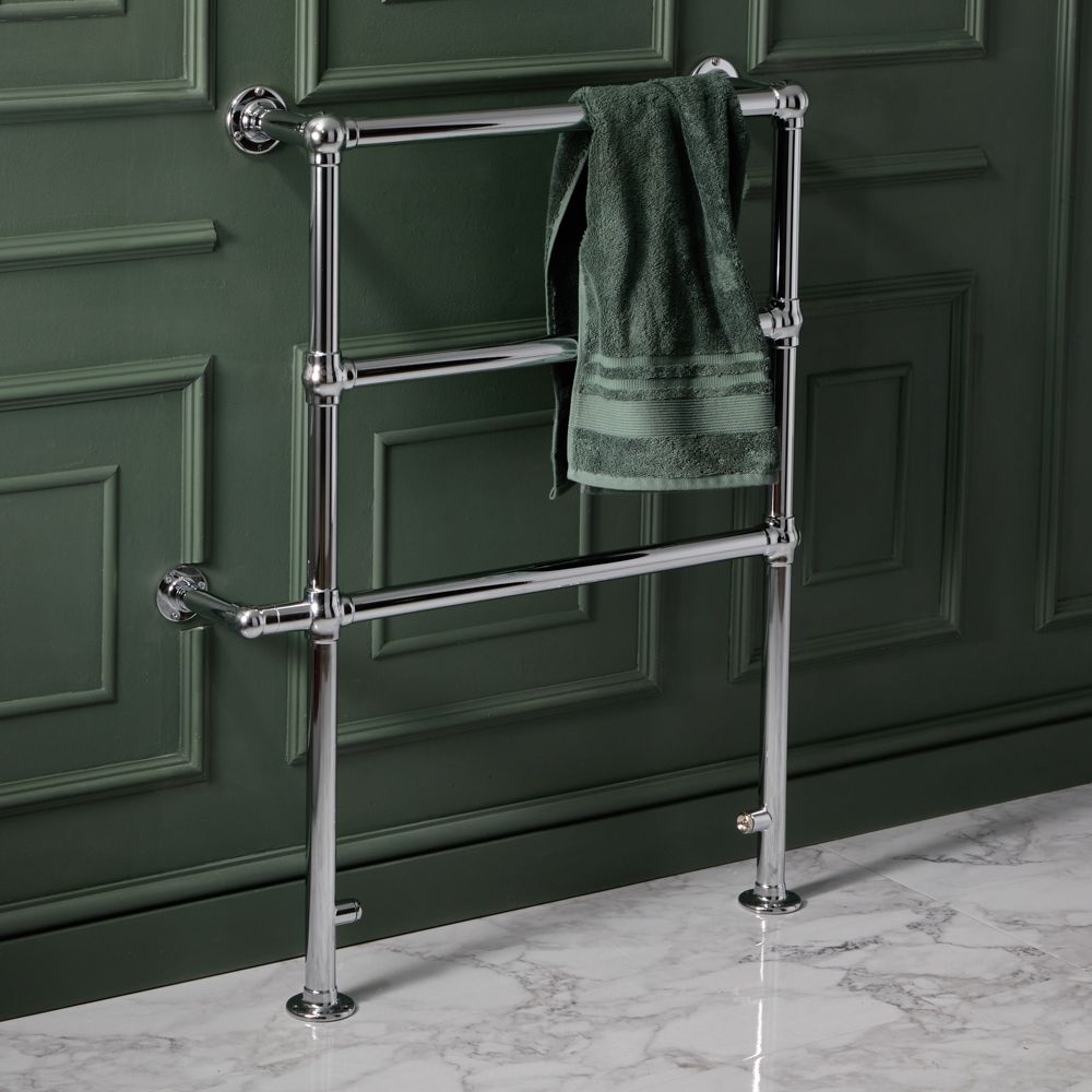 Milano Derwent - Traditional Minimalist Chrome Electric Heated Towel Rail - 966mm x 673mm