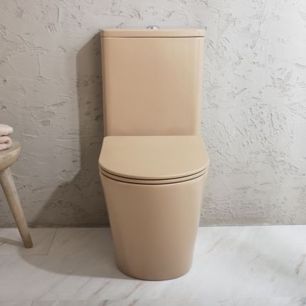 Milano Elements - Modern Round Close Coupled Toilet with Soft Close Seat - Choice of Finish