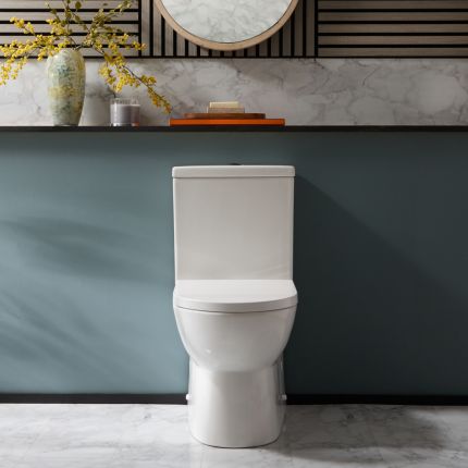 Milano Hatfield - Modern Round Close Coupled Toilet with Soft Close Seat - Choice of Flush Button Finish