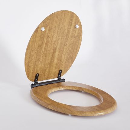 Milano Richmond - Traditional Oak Soft Close Toilet Soft Close Seat with Black Hinges