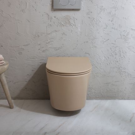 Milano Elements - Modern Round Wall Hung Toilet with Soft Close Seat - Choice of Finish