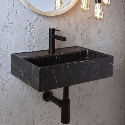 Milano Elswick - Marble Effect Rectangular Wall Hung Basin - 500mm x 350mm (1 Tap Hole) - Choice of Finish