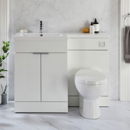 Milano Lurus - 1105mm Modern Vanity and WC Combination Unit with Select Toilet - Choice of Finish, Handles and Left / Right Hand Options